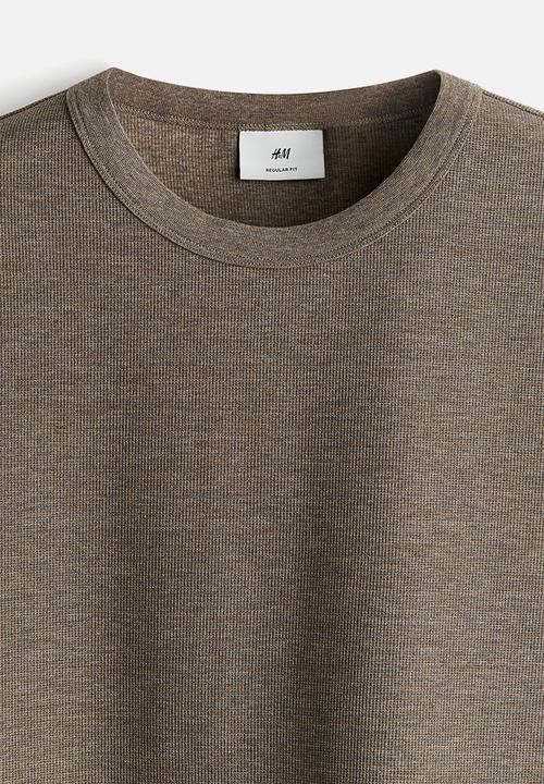 H&M - Regular fit waffled t-shirt - dark beige