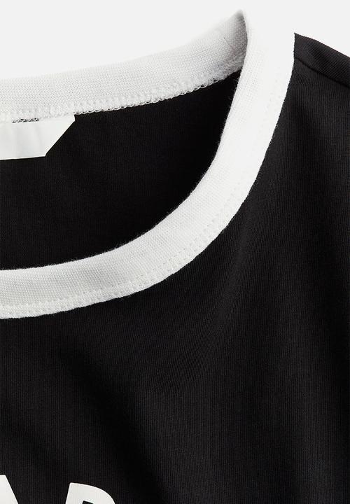 H&M - Text-motif T-shirt - black/le marais