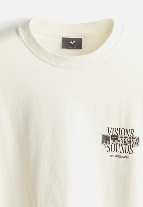 H&M - Loose fit printed t-shirt - cream visions