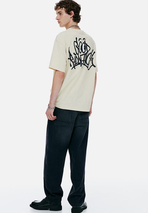 H&M - Loose fit printed t-shirt - light beige riddance