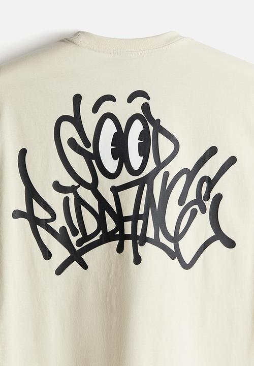 H&M - Loose fit printed t-shirt - light beige riddance