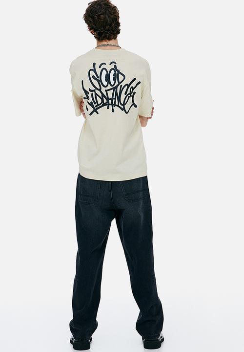 H&M - Loose fit printed t-shirt - light beige riddance