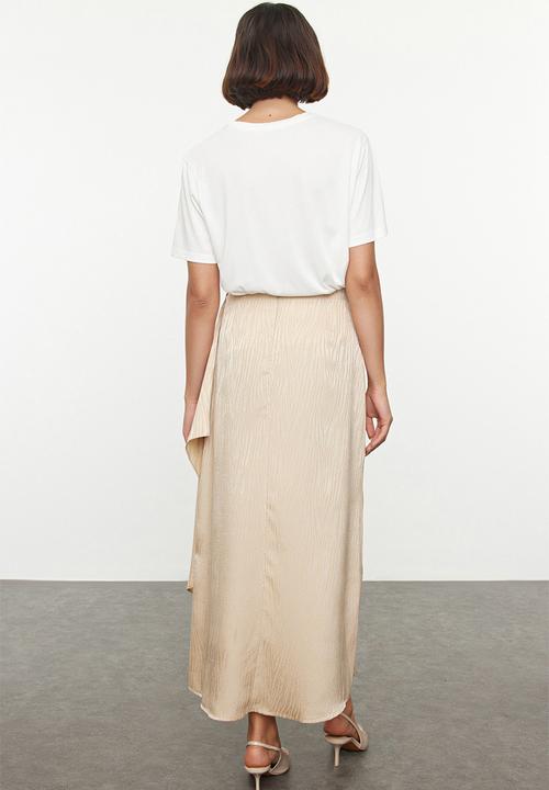 Trendyol - Self-Patterned Woven Satin Skirt - Beige 