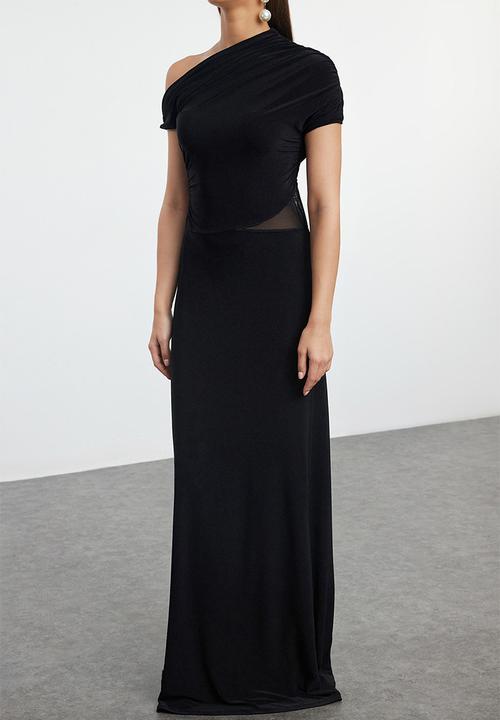 Trendyol - Asymmetrical Evening Dress - Black 
