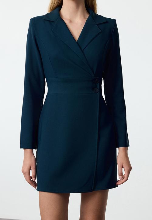 Trendyol - Button Detailed Mini Jacket Dress - Petrol