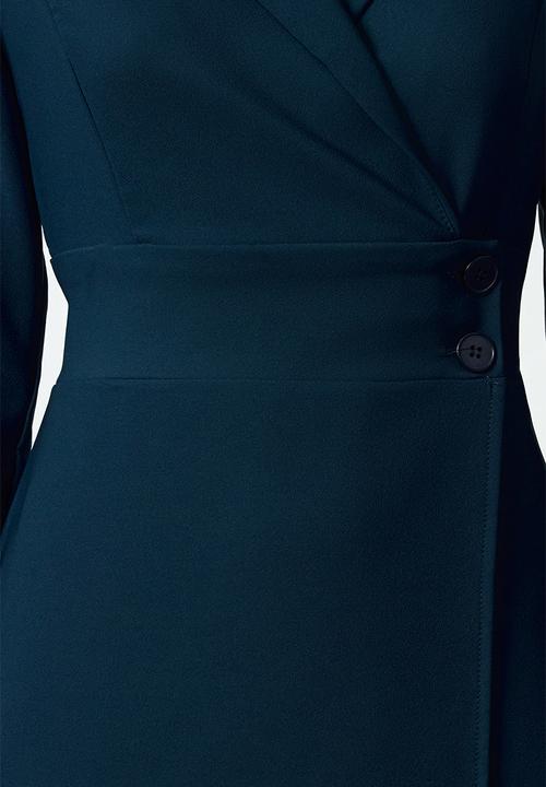 Trendyol - Button Detailed Mini Jacket Dress - Petrol