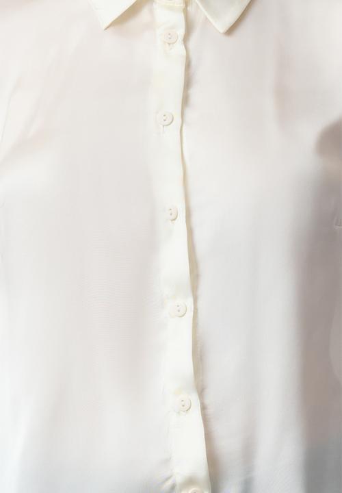 Trendyol - Satin fabric regular pattern woven shirt - white
