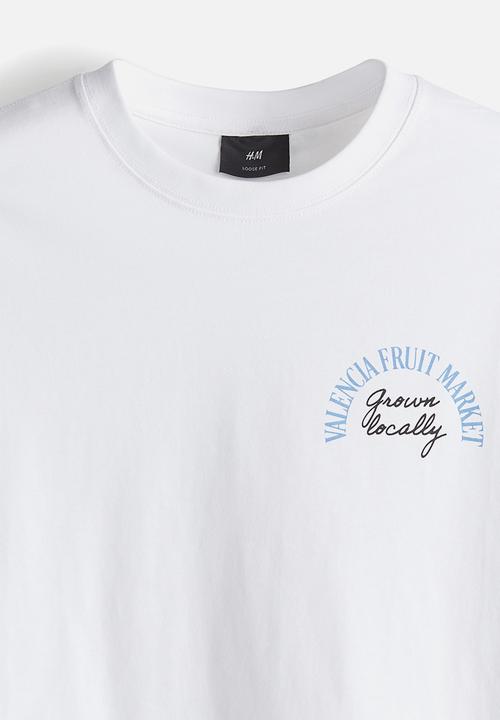 H&M - Loose fit printed t-shirt - white valencia