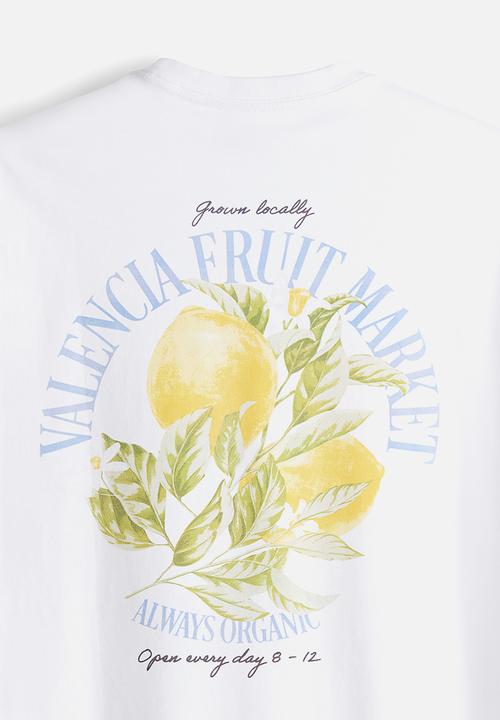 H&M - Loose fit printed t-shirt - white valencia