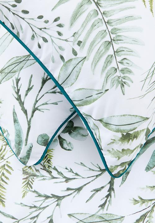 Horrockses - Elia leaves cotton blend duvet set - green