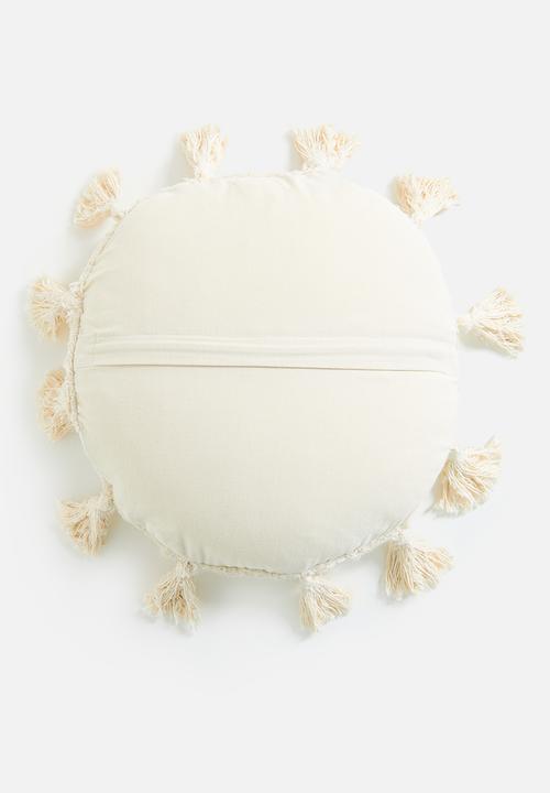 Sixth Floor - Crochet round cushion w filler - Milk