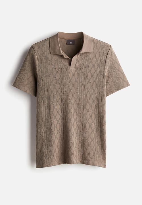 H&M - Slim fit textured polo shirt - greige
