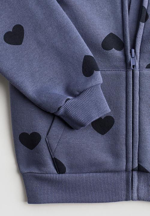 H&M - Zip-through hoodie - blue/hearts