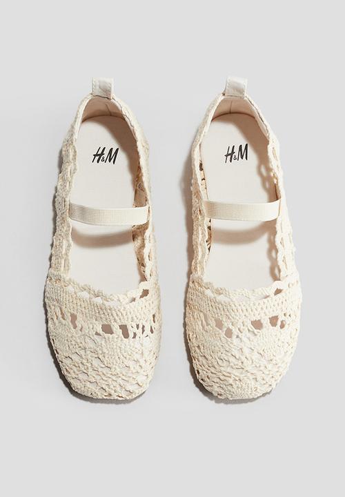 H&M - Crochet-look ballet pumps - white