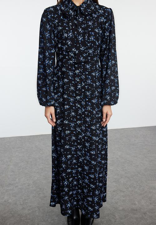 Trendyol - Black Floral Woven Shirt Dress