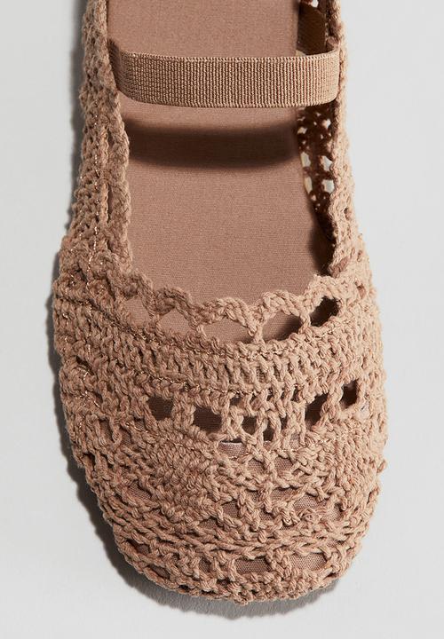 H&M - Crochet-look ballet pumps - dark beige