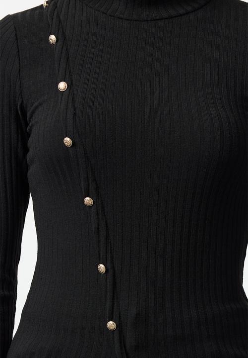 Trendyol - Black fitted long sleeve knitted sweater