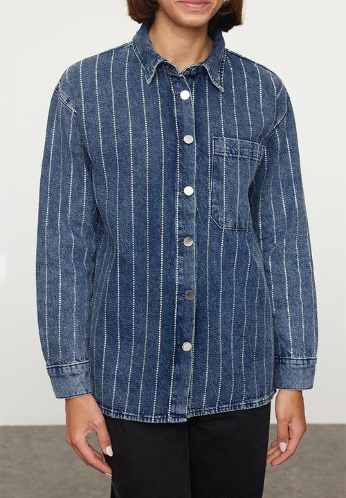 Trendyol - Blue jewelled denim shacket - blue