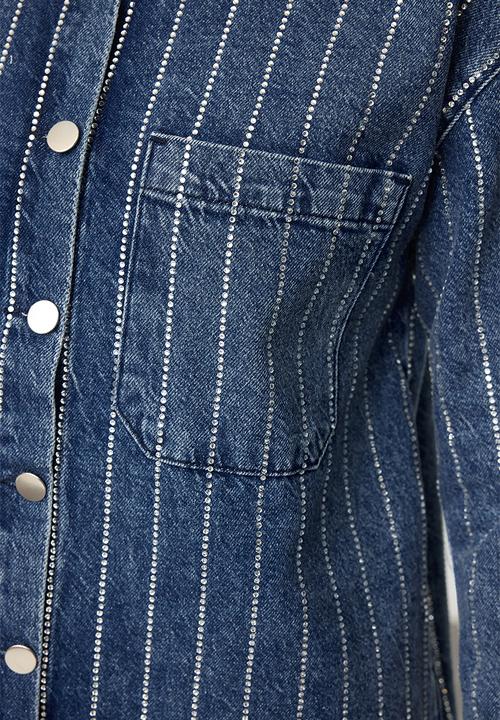 Trendyol - Blue jewelled denim shacket - blue
