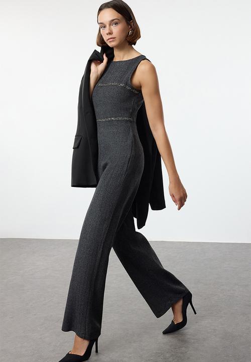 Trendyol - Anthracite Stripe Detailed Long Winter Overalls