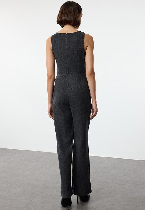 Trendyol - Anthracite Stripe Detailed Long Winter Overalls