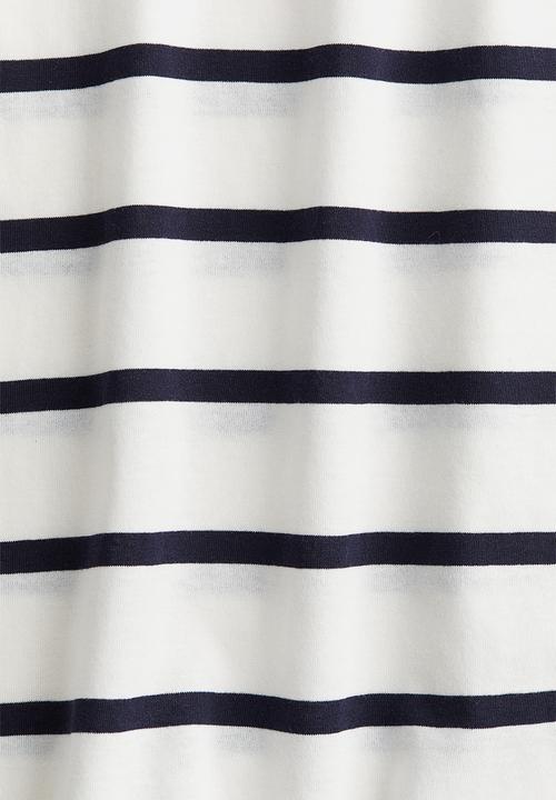 H&M - Cotton T-shirt - white & navy blue striped