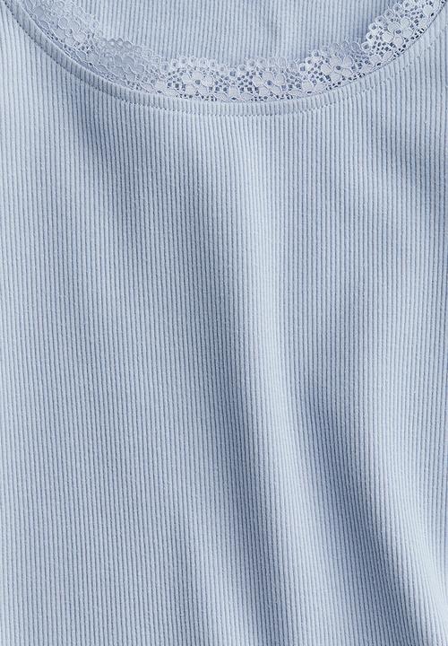 H&M - Lace-detailed jersey top - light blue