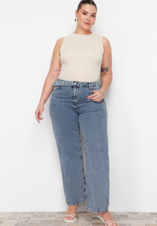 Trendyol - Plus Blue Wide Cut Jeans