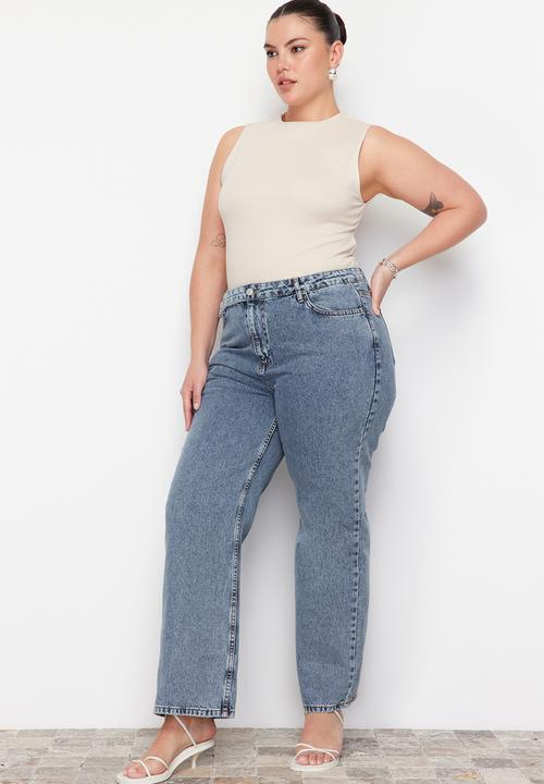 Trendyol - Plus Blue Wide Cut Jeans