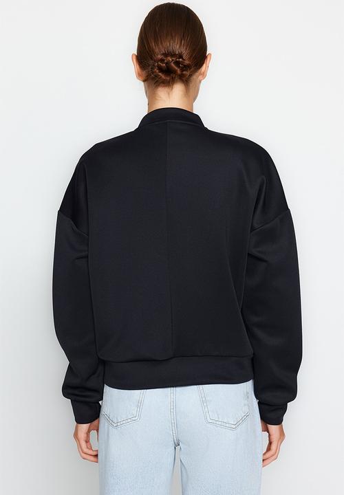 Trendyol - Pocket Detailed Snap Button Scuba Knitted Jacket - Navy Blue