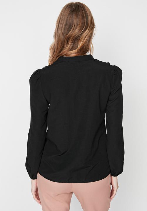 Trendyol - Black lace cotton woven shirt