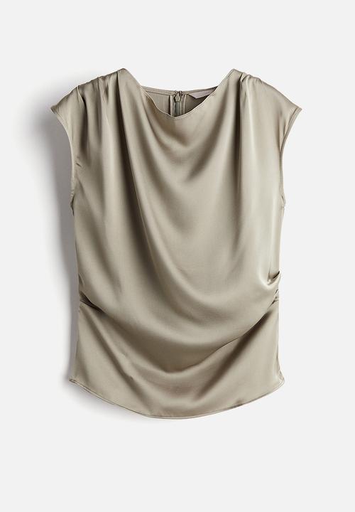 H&M - Draped satin top - greige