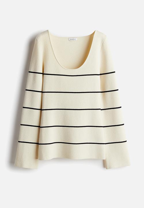 H&M - Scoop-neck jumper - cream striped