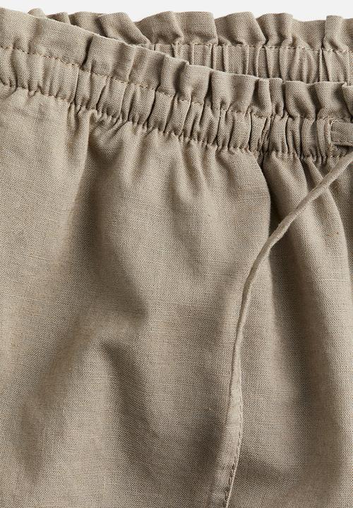 H&M - Wide linen-blend trousers - beige