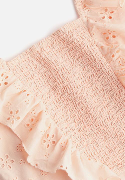 H&M - Cropped broderie anglaise blouse - powder pink