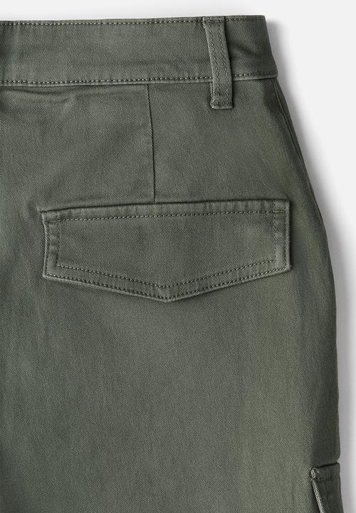 H&M - Slim cargo trousers - dark khaki green