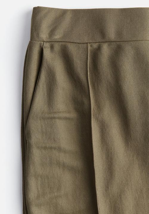 H&M - High-waisted tailored trousers - dark khaki green