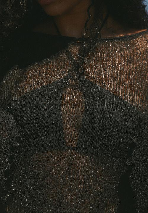 H&M - Deep-back knitted dress - black