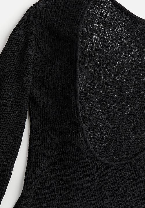 H&M - Deep-back knitted dress - black