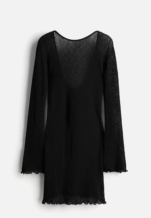 H&M - Deep-back knitted dress - black