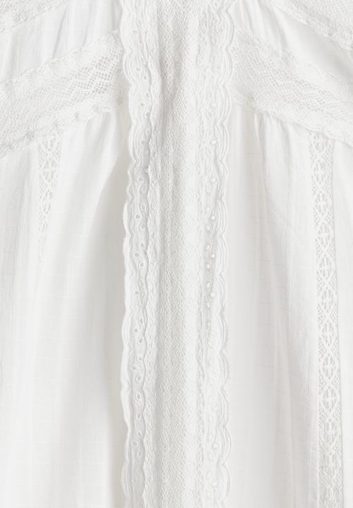 H&M - Lace-trimmed cotton dress - white