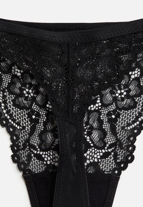 H&M - 3-Pack lace tanga thong briefs - black