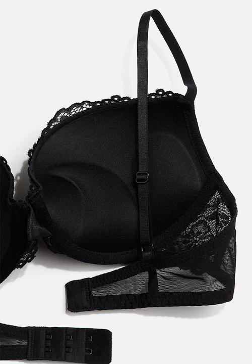 H&M - Lace super push-up bra - black
