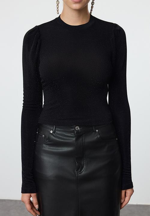 Trendyol - Black glitter knitted blouse