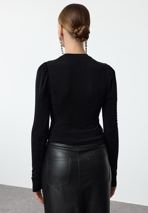 Trendyol - Black glitter knitted blouse