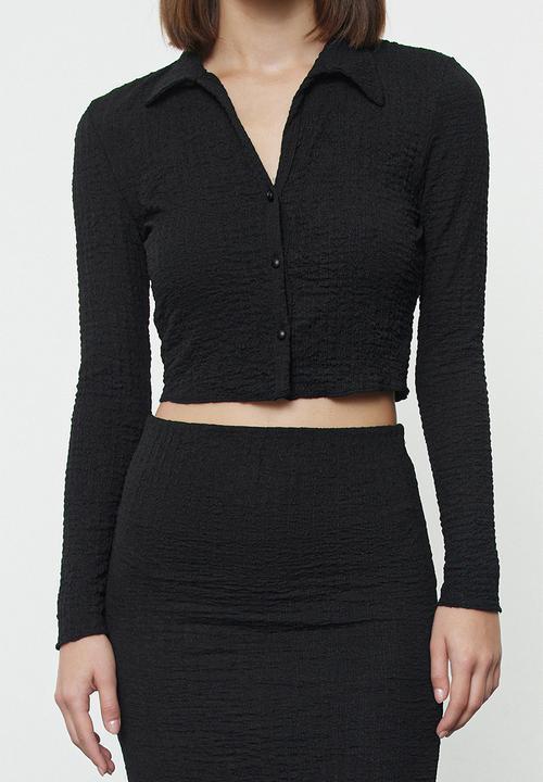 Trendyol - Black jacquard-knit bottom-top set