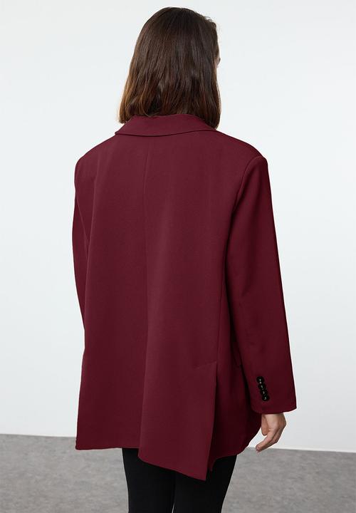 Trendyol - Claret red extra oversize blazer jacket