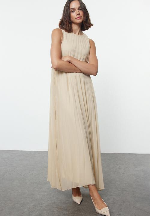 Trendyol - Pleated Dress - Beige