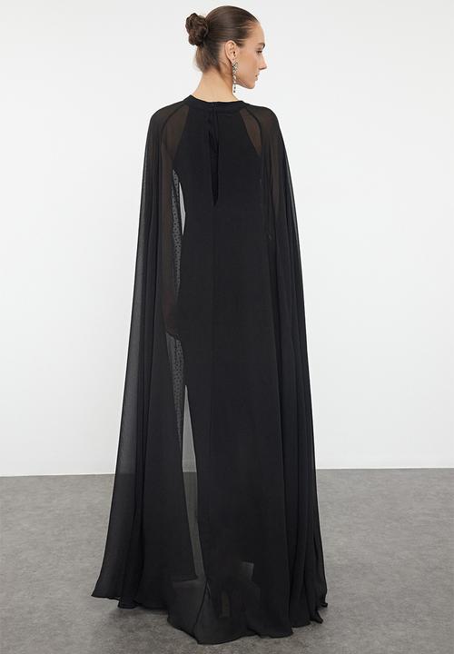 Trendyol - Black Cape Evening Dress