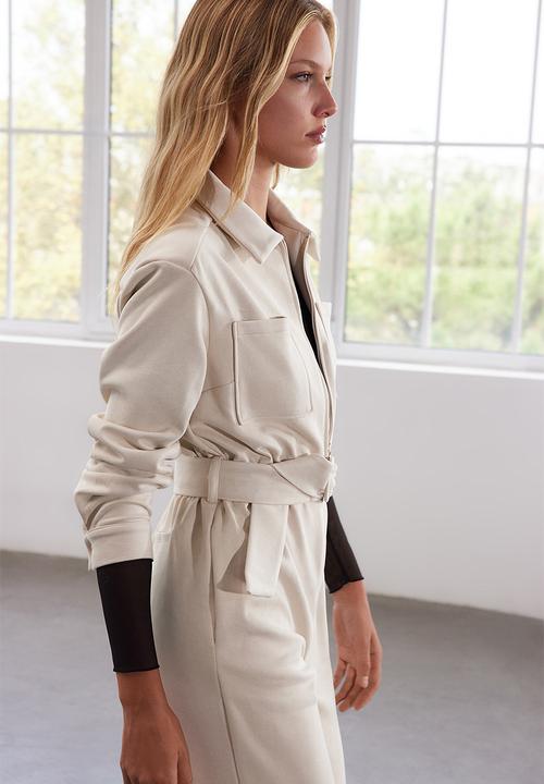 Trendyol - Limited Edition Stone Belted Pocket Detailed Suede Jumpsuit
